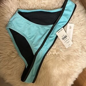 PILYQ Dreamy blue piped banded full bikini bottom